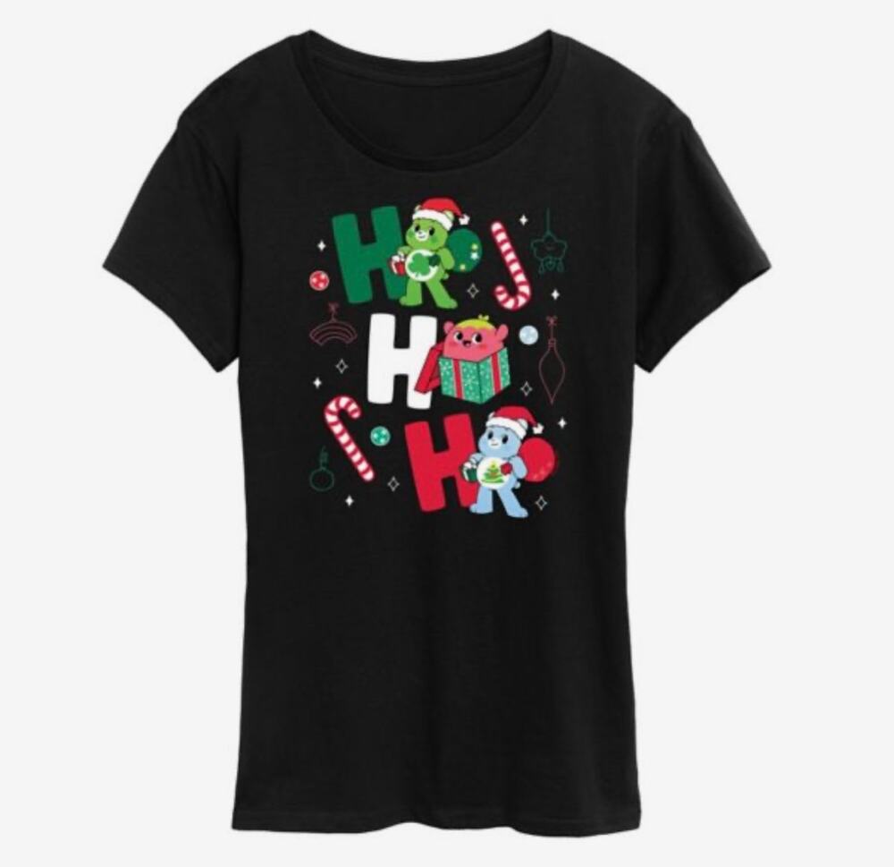 XL Women's Short Sleeve Christmas Holiday Motive Graphic T-Shirt HO HO HO Black